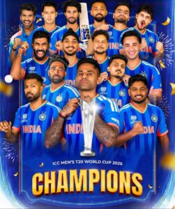 🏆 చరిత్ర సృష్టించిన టీమిండియా – T20 వరల్డ్ కప్ 2026 విజేతగా భారత్
